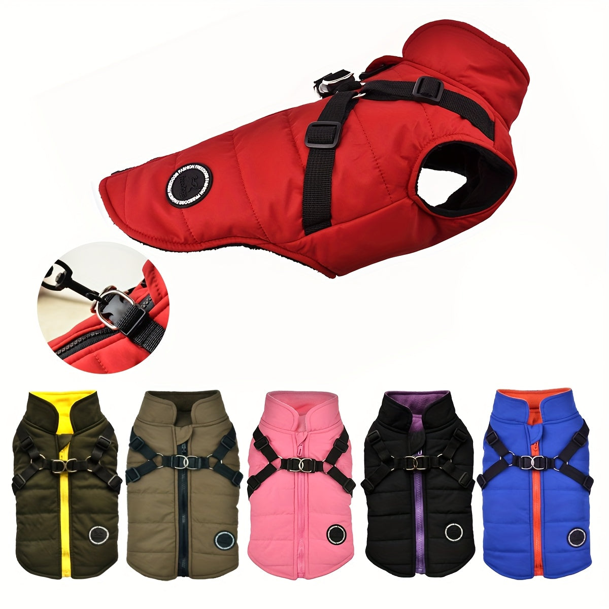 Warm Padded Dog Vest with Harness
