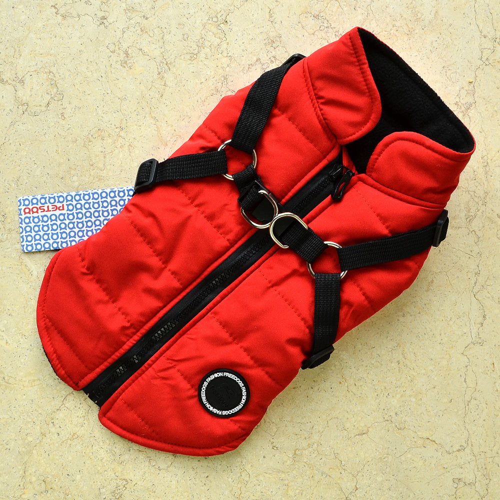 Warm Padded Dog Vest with Harness