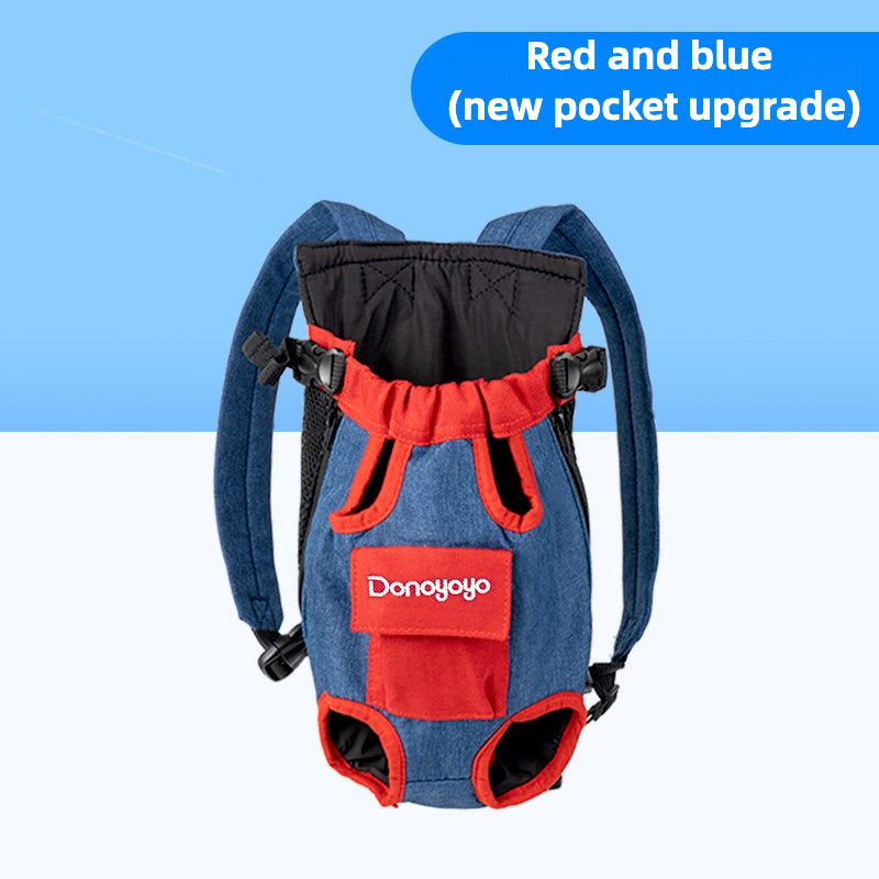 Portable travel pet backpack with four chest holes