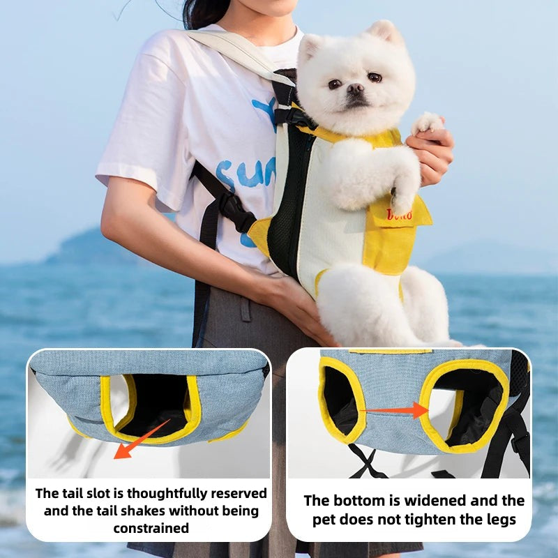 Portable travel pet backpack with four chest holes