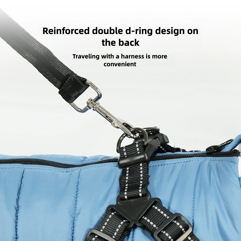 Reflective Winter Dog Jacket with Integrated Harness, Elastic Design & Zipper Closure, Dog Winter Clothes