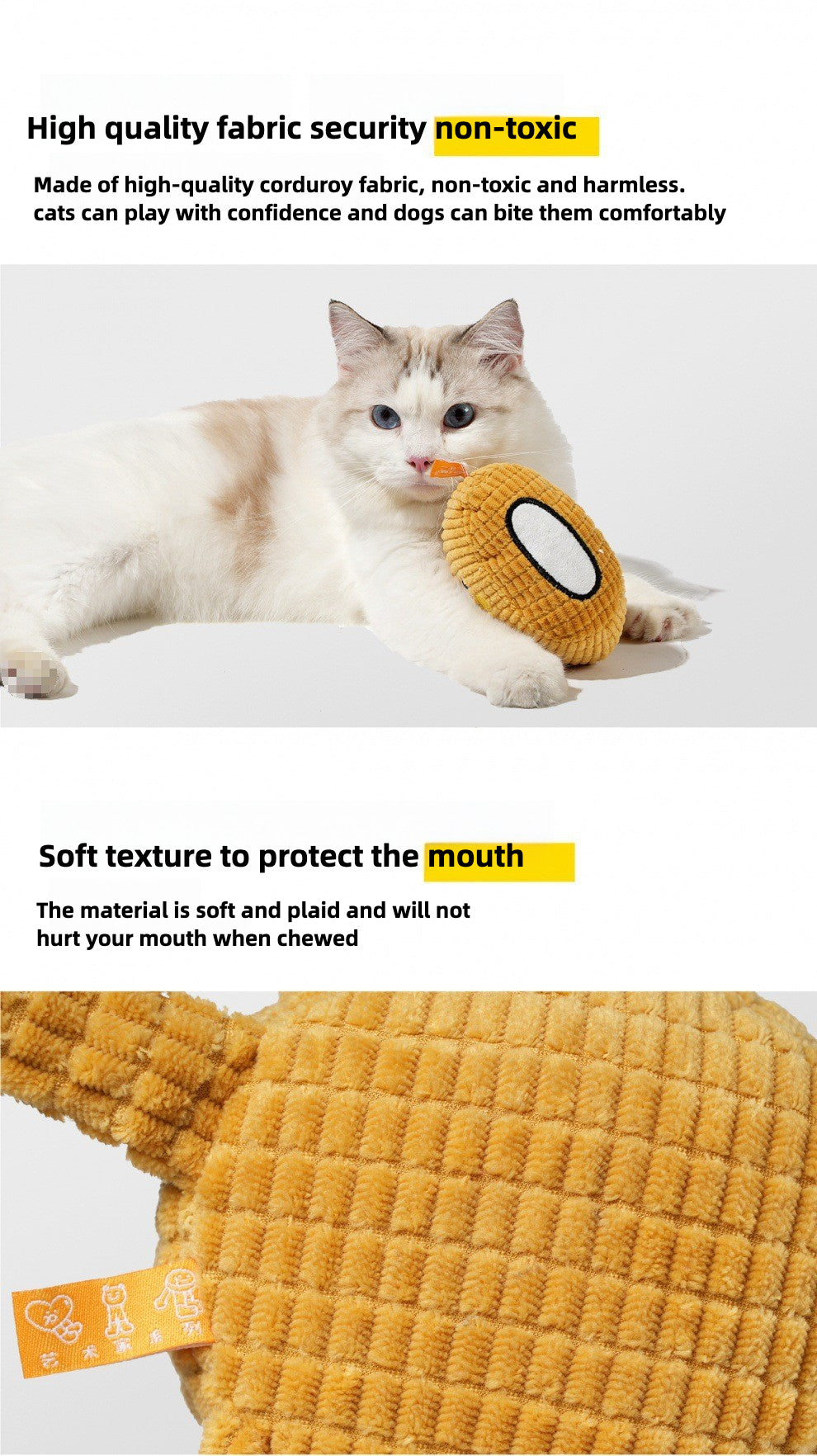 ✨Hot Sale🎁 Interactive Plush Cat Squeaky Toy