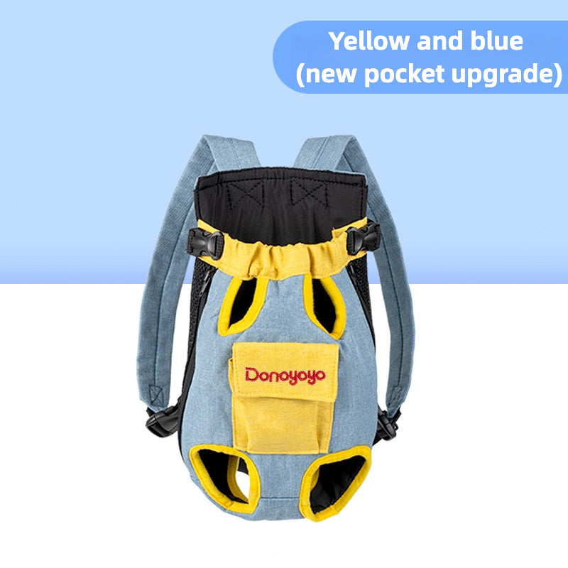 Portable travel pet backpack with four chest holes