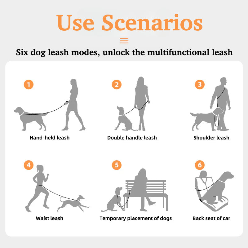 Hands-free dog leash, crossbody dog leash, with car seat belt, suitable for walking, jogging, hiking, traveling, etc.