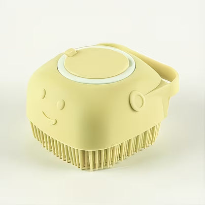 Pet Shower Brush with Tick Remover, Soft Massage Bristles Ergonomic Detachable Cover for Small Medium Dogs Cats