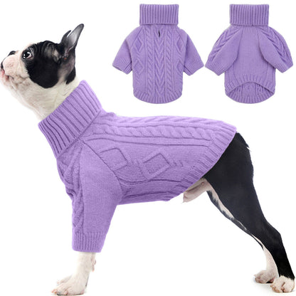 Solid Dog Cat Winter Sweater