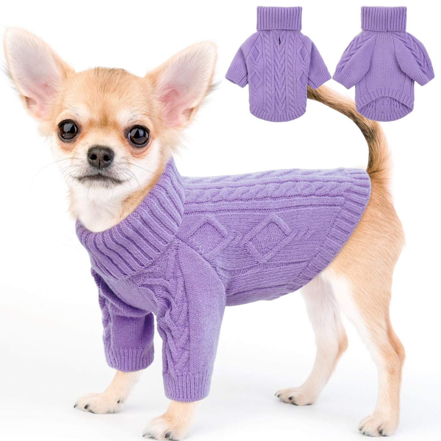 Solid Dog Cat Winter Sweater