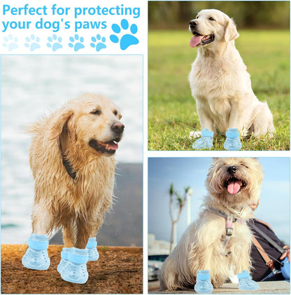 Dog Shoes, Dog Sandals for Hot Pavement, Non-Slip Waterproof Dog Booties for Winter Snowy Day and Summer, Adjustable Straps Easy-Clean Beach Outdoor Pet Boots Rugged Sole-4pcs