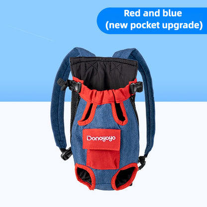 Portable travel pet backpack with four chest holes