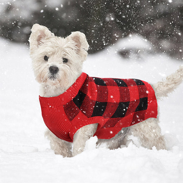 Plaid Turtleneck Dog Christmas Sweater