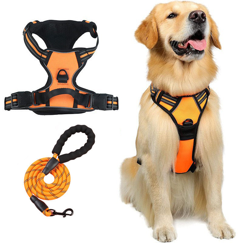 Reflective No‑Pull Dog Harness Combo with 1 Pet Leash