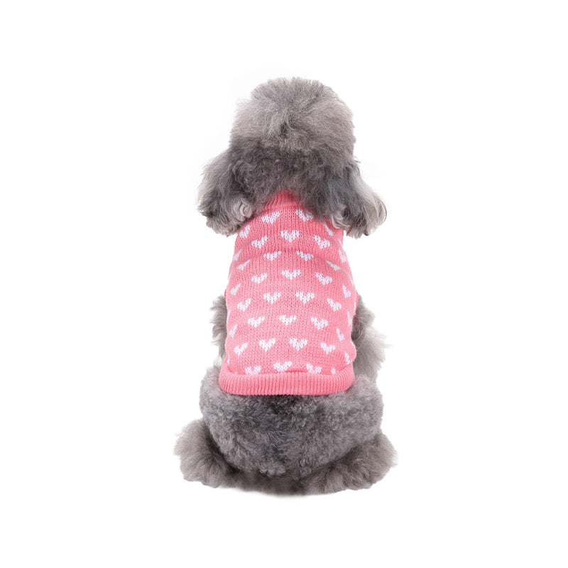 Peach Heart Pattern Dog Sweater