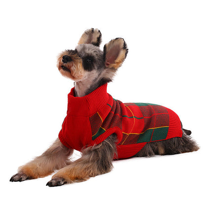 Classic Plaid Turtleneck Dog Sweater