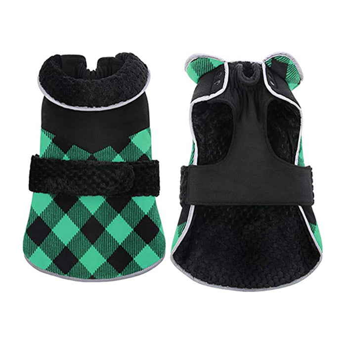 Plaid British Style Fleece Warm Dog Coat