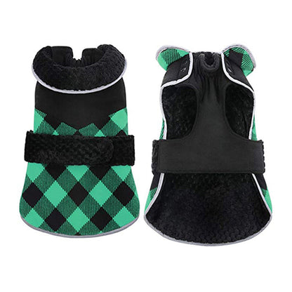 Plaid British Style Fleece Warm Dog Coat