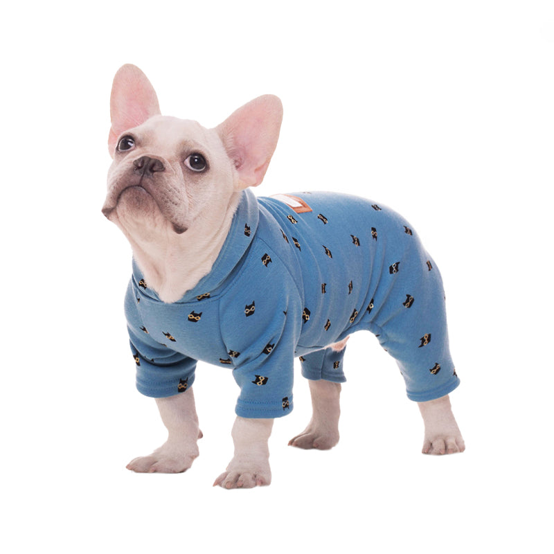 Four-legged Print Plus Velvet Dog Coat