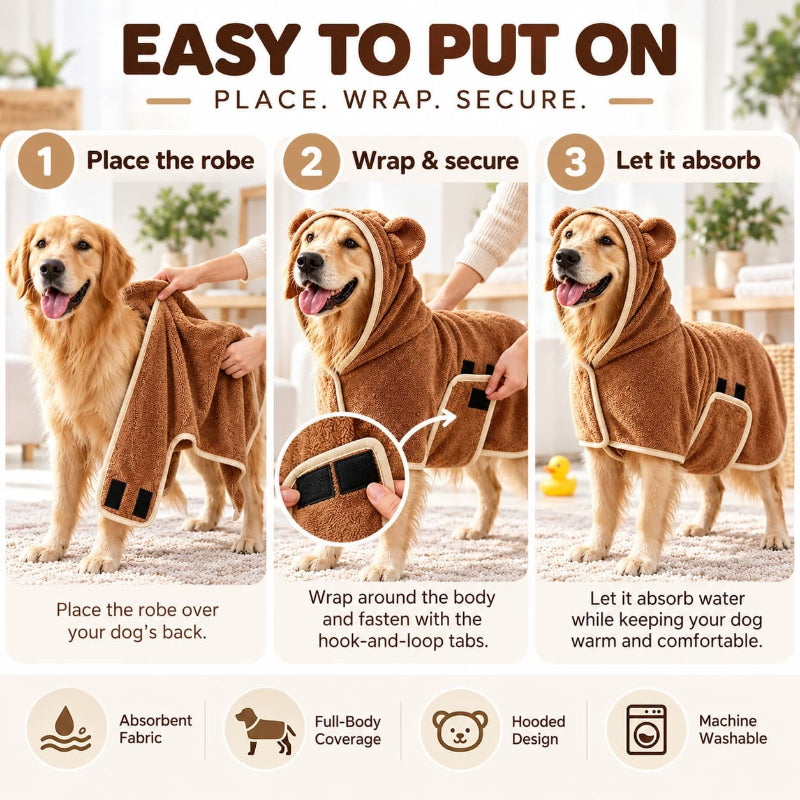Super Absorbent Hooded Dog Bathrobe
