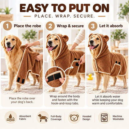 Super Absorbent Hooded Dog Bathrobe
