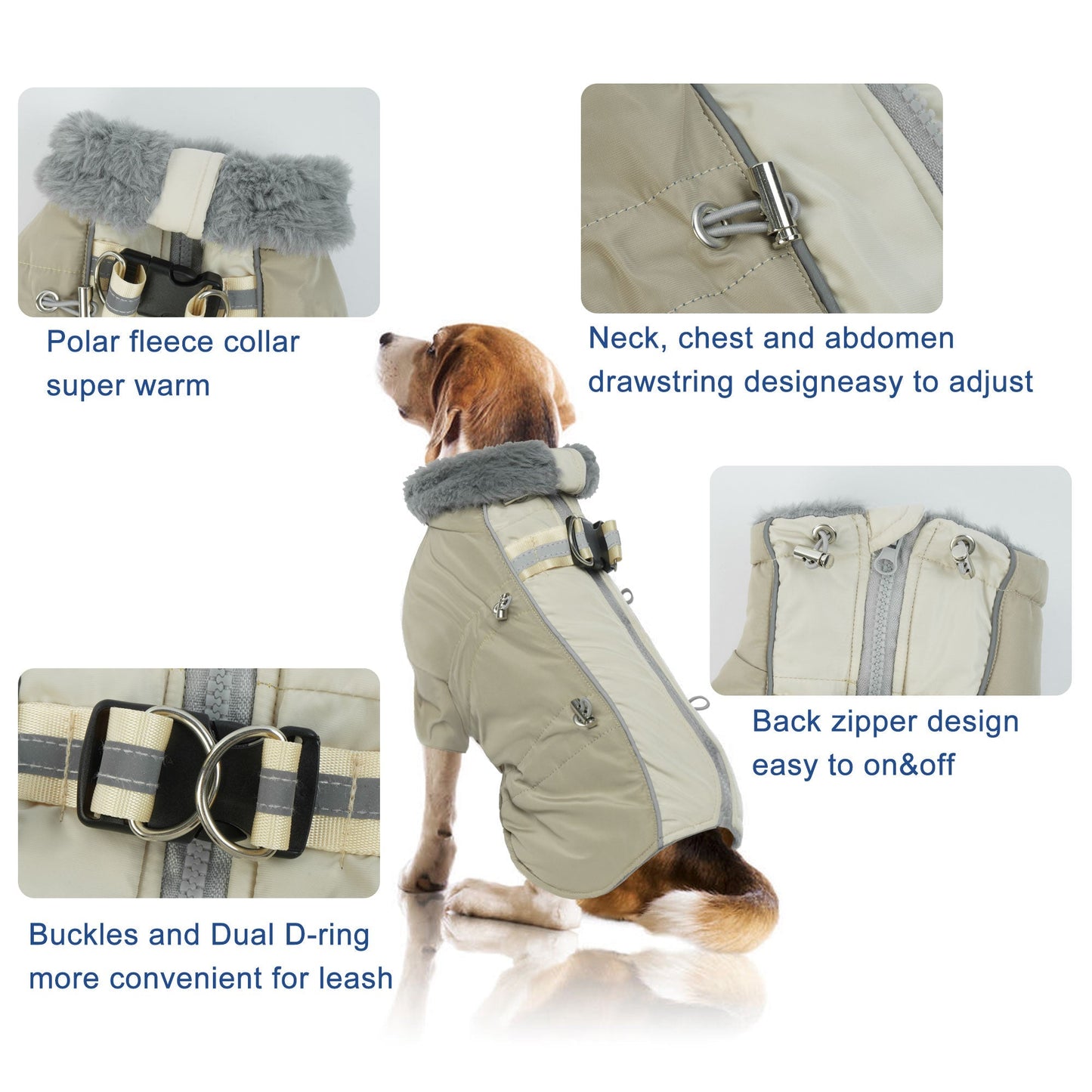 Windproof Reflective Turtleneck Dog Coat