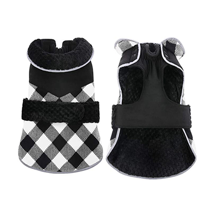 Plaid British Style Fleece Warm Dog Coat