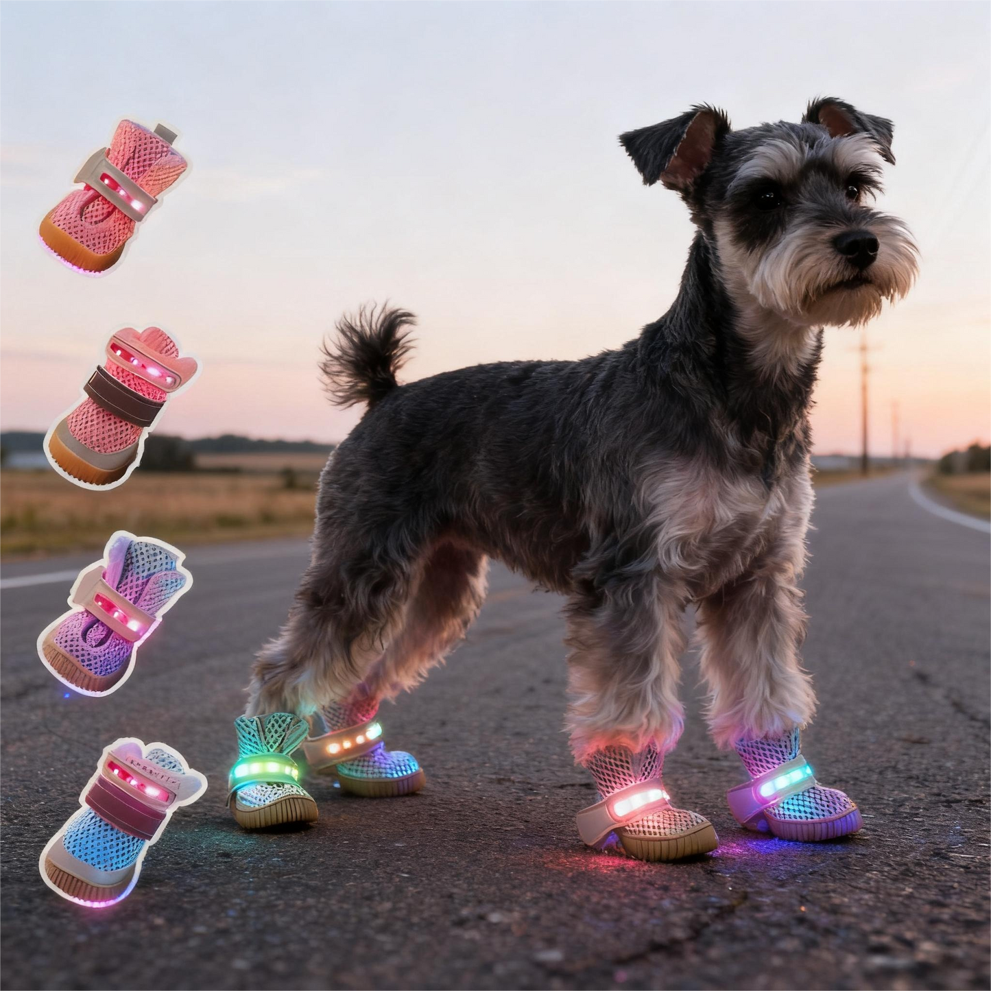 Dog Glowing shoes for Small Dogs (4 Pack)