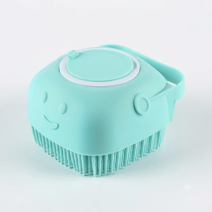 Pet Shower Brush with Tick Remover, Soft Massage Bristles Ergonomic Detachable Cover for Small Medium Dogs Cats