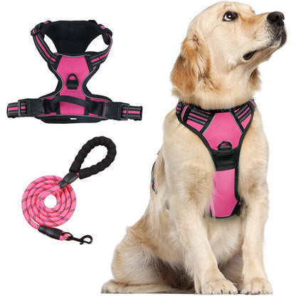 Reflective No‑Pull Dog Harness Combo with 1 Pet Leash