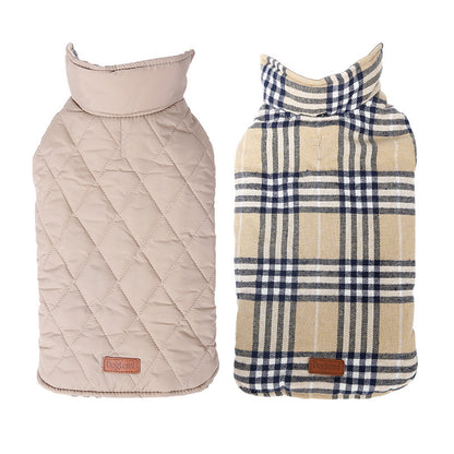 Plaid Reversible Dog Jacket for Winter