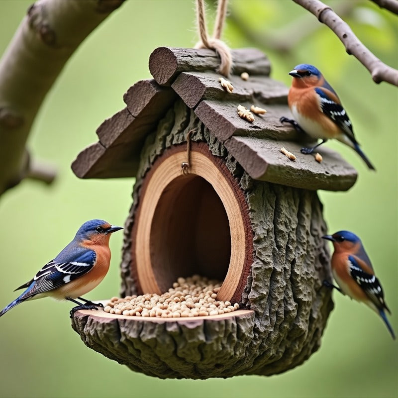 New Hanging Resin Bird Feeder & Bird House Ornament