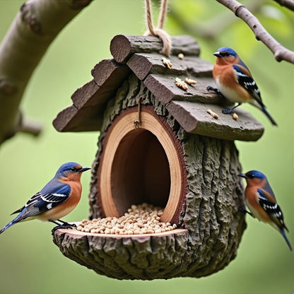 New Hanging Resin Bird Feeder & Bird House Ornament