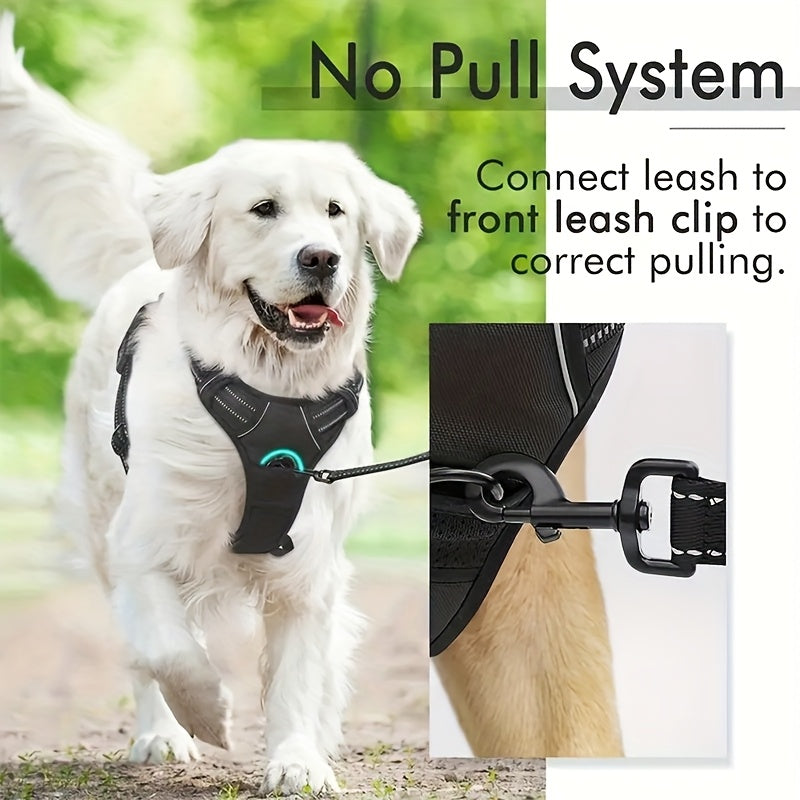 Reflective No‑Pull Dog Harness Combo with 1 Pet Leash