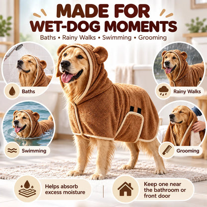 Super Absorbent Hooded Dog Bathrobe
