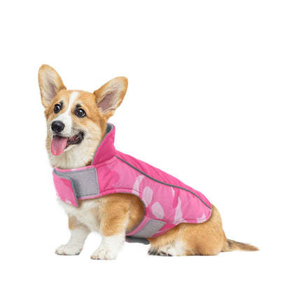 Camouflage Stitching Pattern Dog Jacket with Reflective Strips