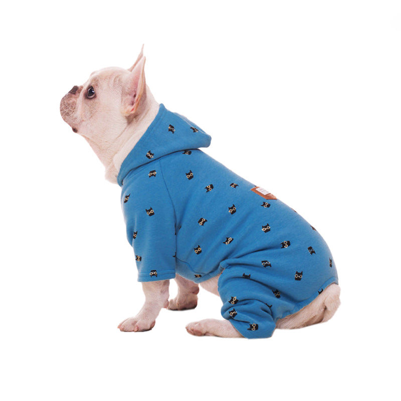 Four-legged Print Plus Velvet Dog Coat