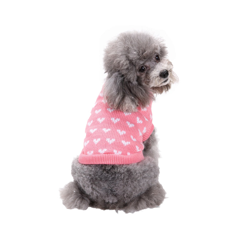 Peach Heart Pattern Dog Sweater