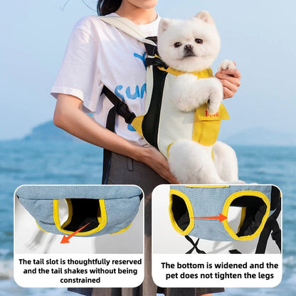 Portable travel pet backpack with four chest holes