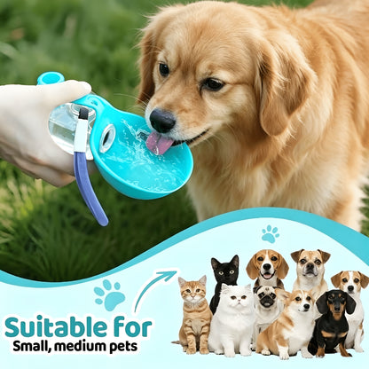 Ins Style Sea Salt Blue Spherical Pet Water Bottle, Leakproof Drop-proof Transparent Cup with Lanyard