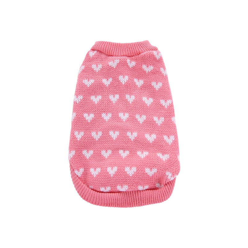 Peach Heart Pattern Dog Sweater