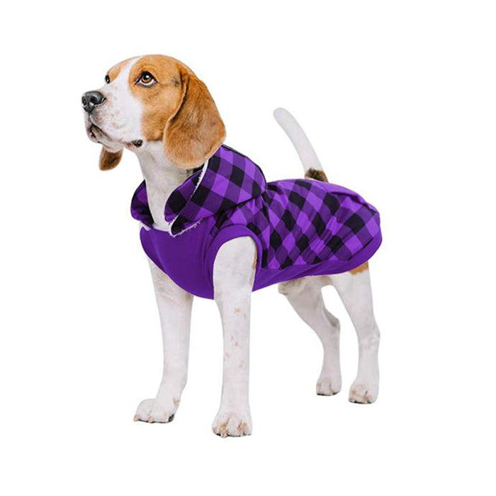 Plaid Fleece Lining Dog Hoodie