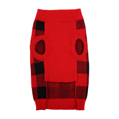 Plaid Turtleneck Dog Christmas Sweater