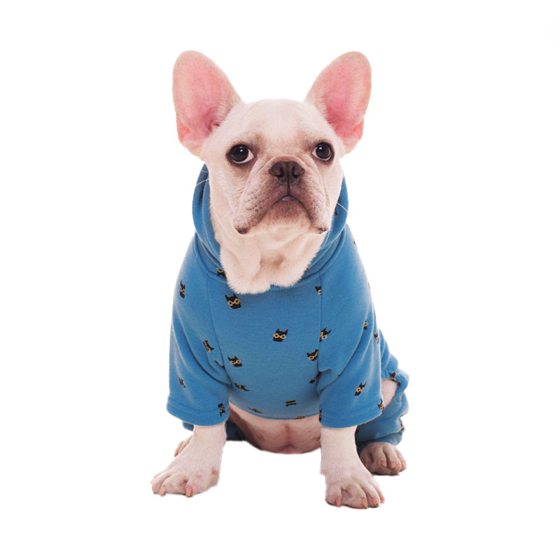 Four-legged Print Plus Velvet Dog Coat