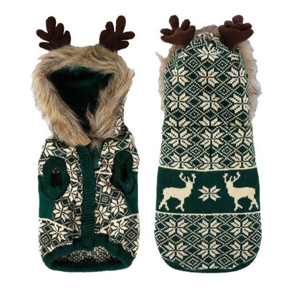Christmas Reindeer Hooded Dog Sweater