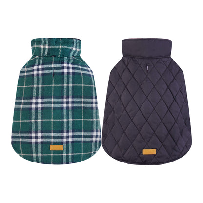 Plaid Reversible Dog Jacket for Winter