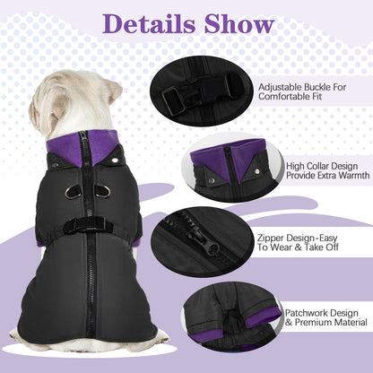 Windproof Dog Cold Weather Coat with Zipper