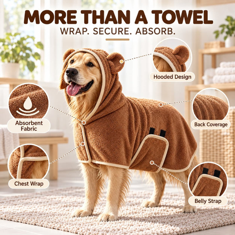 Super Absorbent Hooded Dog Bathrobe