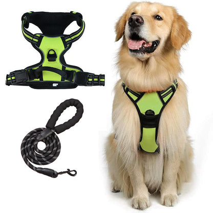 Reflective No‑Pull Dog Harness Combo with 1 Pet Leash