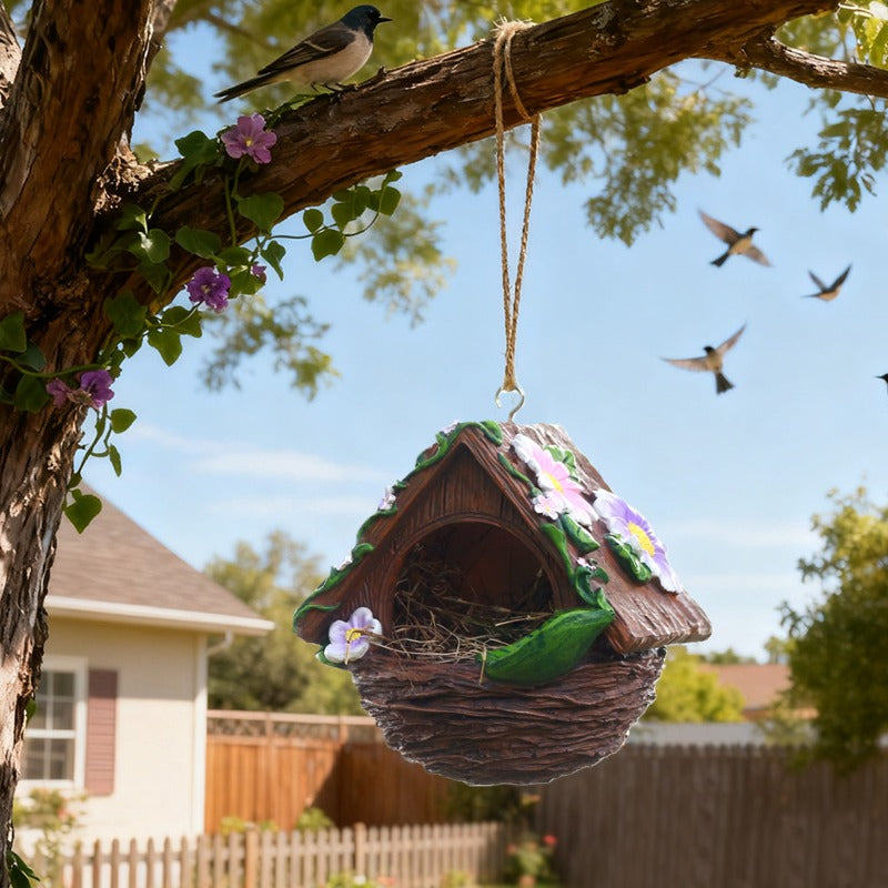 New Resin Flower Bird Nest Hanging Ornament