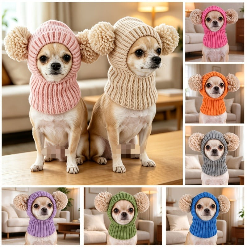 Multicolor Pom Pom Pet Knitted Hat