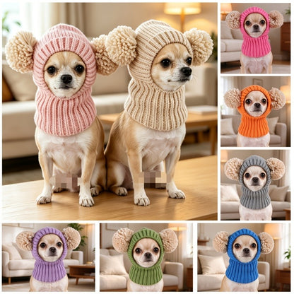 Multicolor Pom Pom Pet Knitted Hat