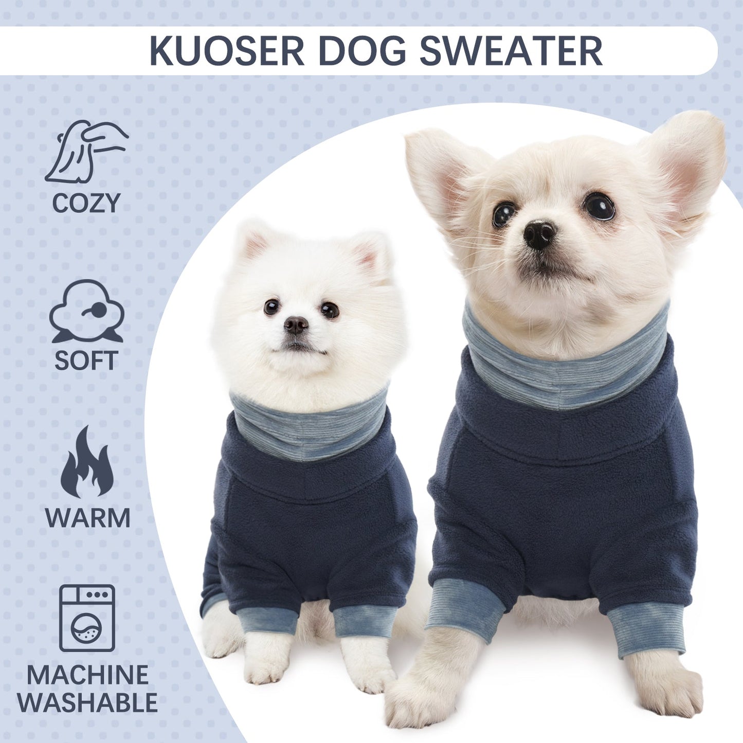 Fleece Dog Sweater Warm Dog Pajamas